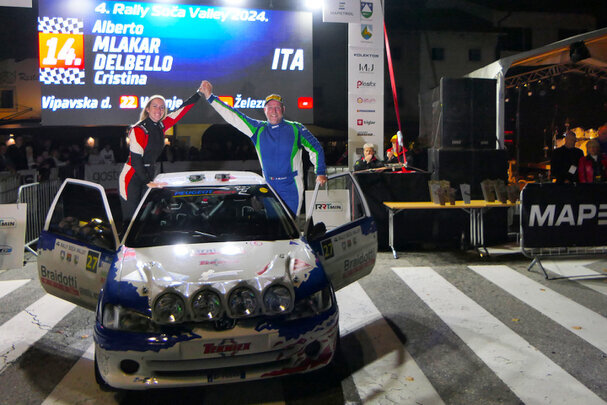 Alberto Mlakar e Cristina Delbello all'arrivo del 4.Rally Soča Valley